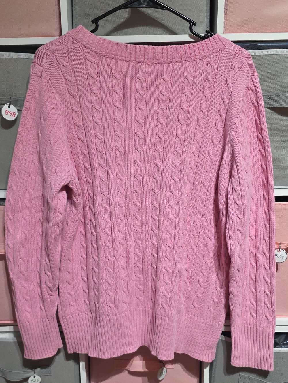 Vintage 90s Old Navy Pink 100% Cotton V-neck Sweater XXL Made in Hong Kong‎ Rare - Picture 14 of 14